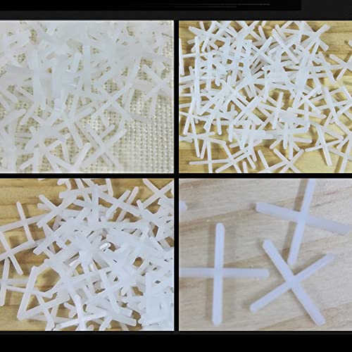 Lasenersm 500 Pieces White Plastic Tile Spacers, 1mm, Modern Style, Square Edge, Glue Down Installation, Geometric Pattern