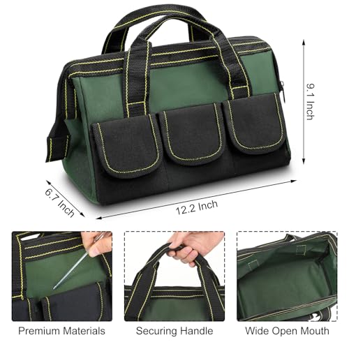 Sanwuta 3 Pack 13 Inch Tool Bags, Classic, Red, Army Green, Blue - color: Red, Army Green, Blue, size: 13 Inch, style: Classic