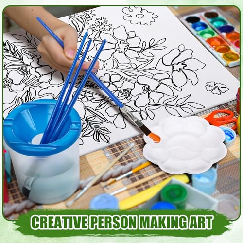 Sherr 140 Pcs 20 Set Pre Drawn Canvas Painting Kit, Flower - style: Flower