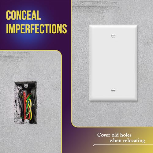 ENERLITES 10 Pack Mid-Size Blank Wall Plate Cover, No Device, 1-Gang, White - color: White, size: Mid-Size