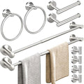 10pcs Brushed Nickel Retractable Bathroom Hardware Set - color: 10pcs 24" Brushed Nickel