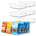 Plastic Food Storage 6 Pack Clear Container Bin with Handles for Organizing Kitchen, Pantry, Refrigerator, Freezer, Pantry, Cabinet, Closet, Bathroom. Stackable 10”x8”x3” - size: 10x8x3