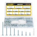 240PCS Wood Screws Assortment Kit, FIXLINK Zinc Coated Flat Head Screws Set - color: Zinc Coated