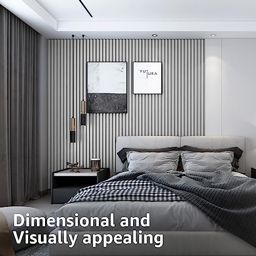 Art3d 96 x 6 Inch WPC Wood Diffuser Slat Wall Panel, 8-Pack, Matte White - color: Matte White, size: 96*6