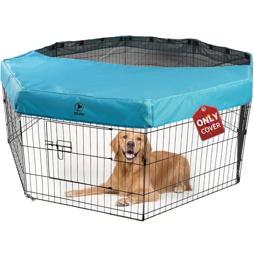 PJYuCien Playpen Top Cover for 24'' Width 8 Panel Pen, Blue - color: Only Blue Top Cover, Adhesive Tape Connections