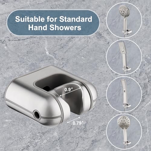BRIGHT SHOWERS Shower Head Holder Wall Mount, Adjustable Handheld Shower Wand Holder with Universal Fit and Angle Adjustment, Brushed Nickel - color: Brushed Nickel, style: Screw Mount - Multi-Angle