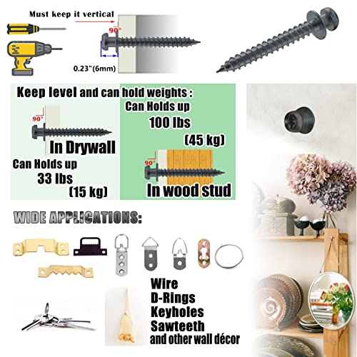 laffeya Picture Hangers, Double Headed Bear Claw Screws for Drywall, 40pack - style: Black Short