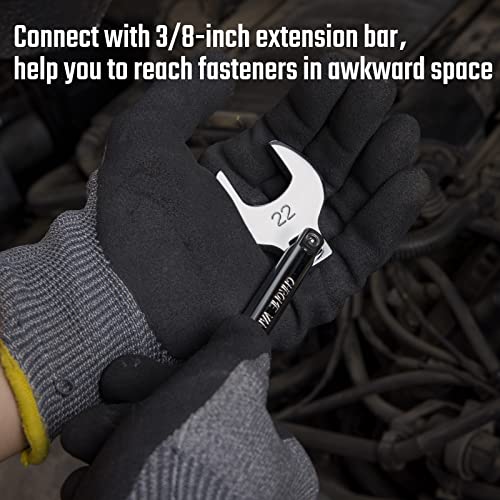DURATECH 19-Piece 3/8" Drive Crowfoot Wrench Set with 2 Extension Bars - size: Metric and SAE, style: Regular