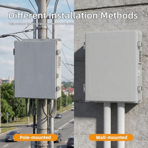 Joinfworld Outdoor Electrical Box 18.1x12.6x6.4 White Waterproof - size: 18.1"x12.6"x6.4" (New Latch)