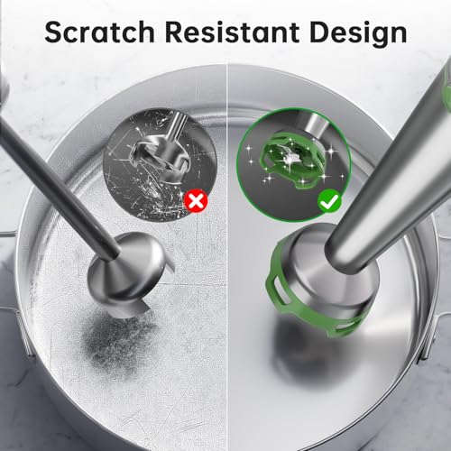 Turelar Immersion Blender Handheld 5 in 1 Hand Blender Set 1100W Heavy Duty - color: Green, size: 5 in 1