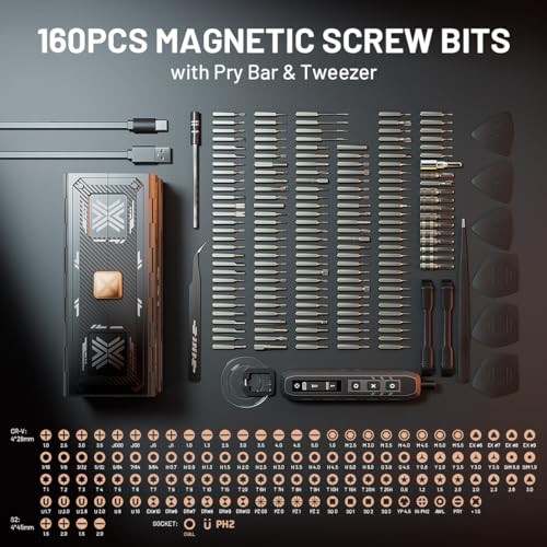 EZARC Electric Screwdriver Set, 181 in 1 Cordless Screwdriver, 3 Torque
