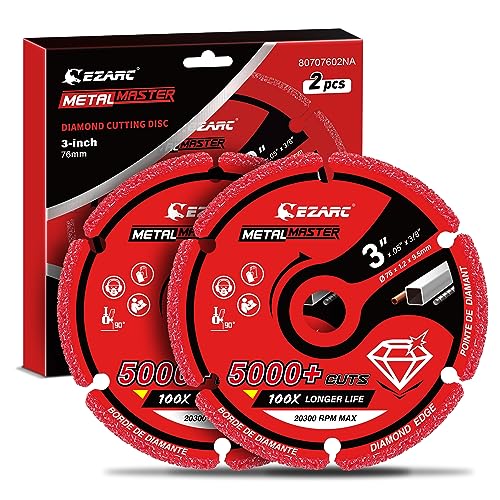 EZARC Diamond Cutting Wheel 3 x 3/8 Inch, 5000+ Cuts on Metal, 2 Pack, Gray, Die Grinder, Diamond Material - style: 3 x 3/8 Inch