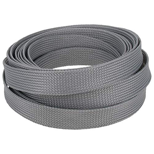 Othmro 16.4ft Length Expandable PET Flexible Braided Cable Sleeves 0.62in Width Wire Loom Sleeving and Organizers Flexible Wire Mesh Sleeves for TV Audio PC Computer Cords from Pet Chewing Grey