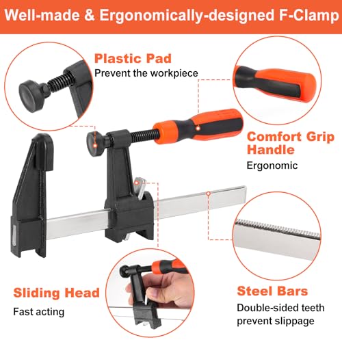 Aluminum Drill Guide Jig 30 45 90 Degree Angle 4 Sizes with 6" F Clamp for Angled and Straight Holes, Portable Durable Cable Railing Drilling Template Block for Deck Stair Handrail DG12 - size: With F clamp