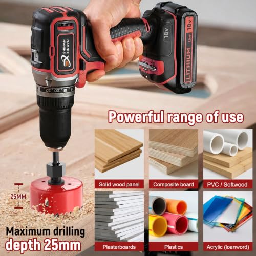 7-Piece Hole Saw Kit with Mandrel for Softwood and PVC - color: 7pc red