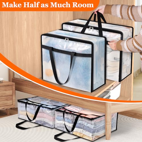TasticTotes 6 Pack Clear Storage Bags for Comforter, Clothes & Bedding, 40L - size: 40L