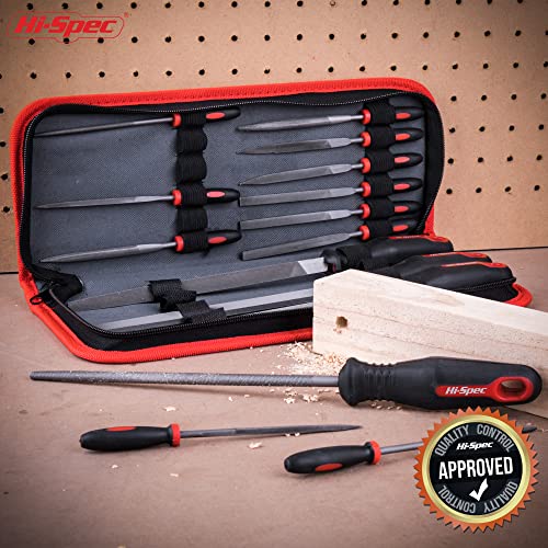 Hi-Spec Metal Hand and Small Mini Needle Steel File Set in a Carry Case - size: 16 pieces
