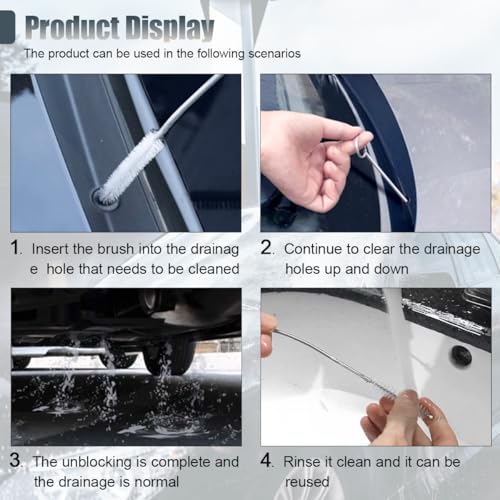 Long Drain Wire Brush, 60 Inch Flexible Pipe Tube Brush, Nylon Stainless Steel Sunroof Drain Cleaning Tool & Straw Cleaning Brush for Home, Kitchen, Fish Tank, Water Pump Accessories