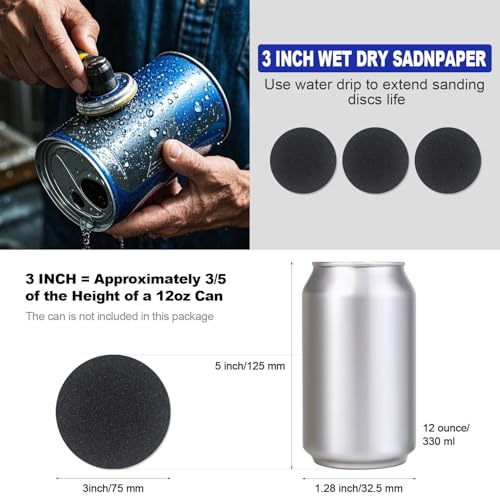 133 PCS Sanding Disc Drill Polishing Kit Sanding Attachment, 3 Inch Wet Dry Headlight Restoration Kit, Hook and Loop Sandpaper Buffing Pads with Rotary Tools for Car Wood Metal Glass Resin Expoxy