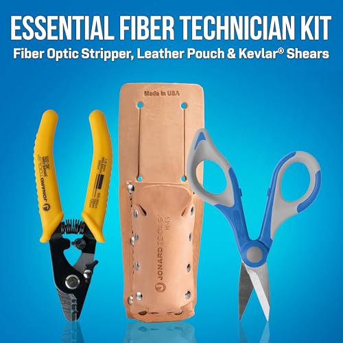 Jonard Tools TK-355 3 Hole Fiber Stripper & Kevlar Shears Scissor Kit, Leather Pouch - style: Fiber Stripper & Scissor Kit w/ Leather
