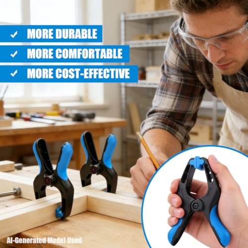 6 Pack 6 inch Heavy Duty Spring Clamps,Large Plastic Clamps,Spring Clips for Woodworking,Backdrop Stand,Pool Cover, Photography, Crafts - size: 6" Pack of 6