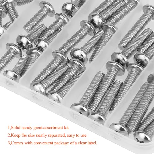 HELIFOUNER 56 Pieces 1/4-20 x 1/2" 3/4" 1" 1-1/4" 1-1/2", Phillips Pan Head Machine Screws Bolts Nuts Kit, Coarse Thread, Fully Machine Threaded, 304 Stainless Steel - size: 1/4-20, style: Phillips Pan Head