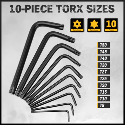 ELEAD Hex Key Allen Wrench Set: 41-Piece Hex and Torx Key Set with Torque Handle, Standard SAE(0.028"-3/8") & Metric(0.7mm-10mm) & Torx(T9-T50) in Storage Case, Heat Treated Chrome Vanadium Steel - style: New Version