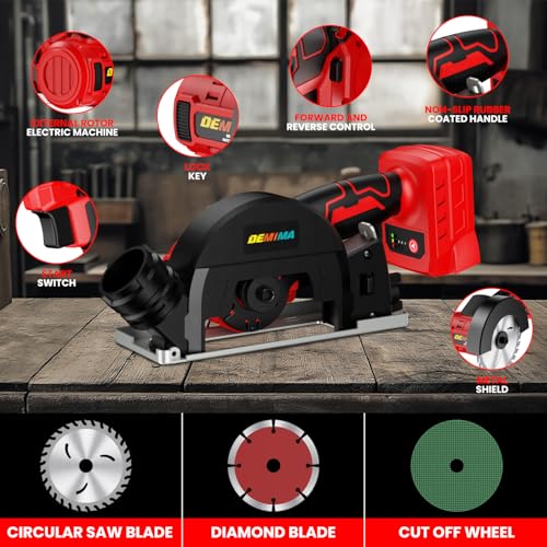 4" Brushless Cordless Cut-Off Tool Compatible with Milwaukee Battery, 500W mini Saw Up to 12000RPM with 6 Cut Off Wheel, 4" Blades & Base Plate for Metal, Wood, Tile and Plastic (No Battery)