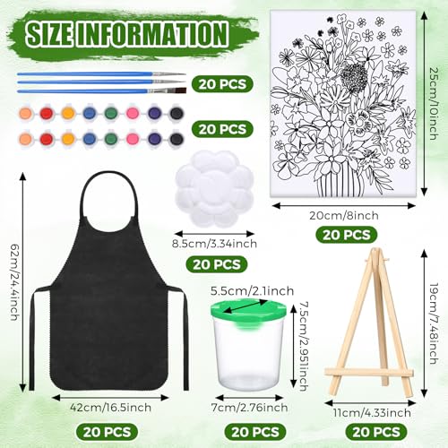 Sherr 140 Pcs 20 Set Pre Drawn Canvas Painting Kit, Flower - style: Flower