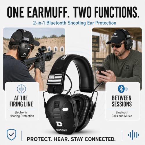 Bluetooth Shooting Ear Protection, 2-in-1 Gel Earmuffs for Glasses - color: M Black