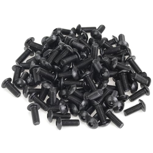 105 Pieces M4 x 10mm Button Head Socket Cap Screws, Thread Pitch 0.7mm, Sutemribor M4 Black Screws, 10.9 Grade Alloy Steel, Black Oxide Finish, Fully Threaded - size: M4 x 10mm, style: Button Head