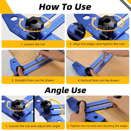 GRENPRO Speed Combination T-Square Woodworking Carpenter Angle Finder Ruler - color: Blue