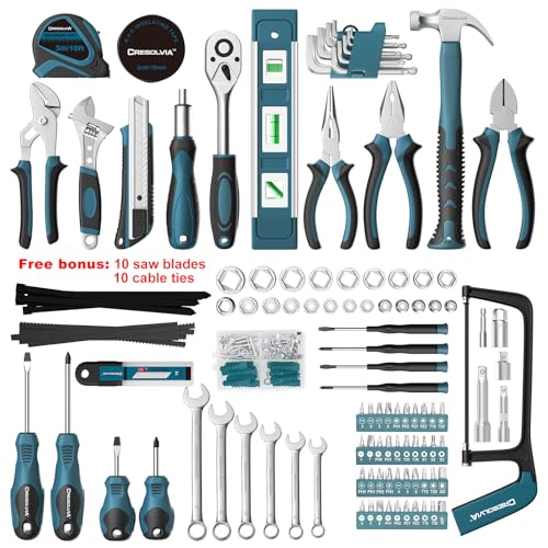 Home Tool Kit 199 Piece Basic Household Auto Repair Tool Set Car Toolbox General Hand Tool Kit for Home Men Women DIY with Plastic Toolbox (Blue and black) - color: Blue and Black