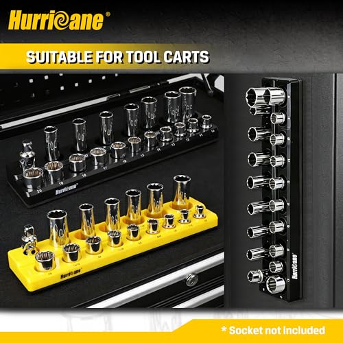 HURRICANE Magnetic Socket Organizer Set 2 Piece Socket Holder Set Includes 1/2" Drive Metric SAE Socket Trays - size: 2 Piece