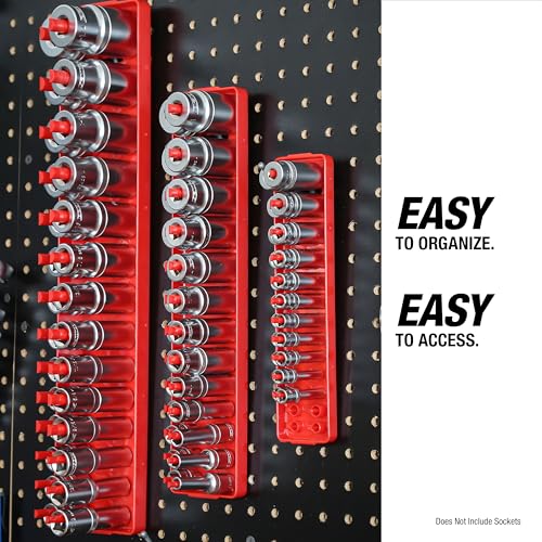 OEMTOOLS 22237 6-Pc SAE & Metric Socket Tray Set for Sizes 1/4", 3/8”, 1/2" - color: Red and Blue