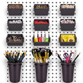 Pegboard Bins Cups with Hooks & Loops 12 Pack Peg Board Organizer (Black) - color: Black