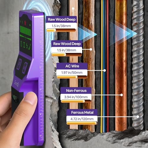 SUNMAY 7-in-1 Stud Finder Wall Scanner with Laser Level