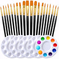 DUGATO Paint Brush & Palette Set, 20 Brushes with 5 Mixing Trays, Black - color: Black