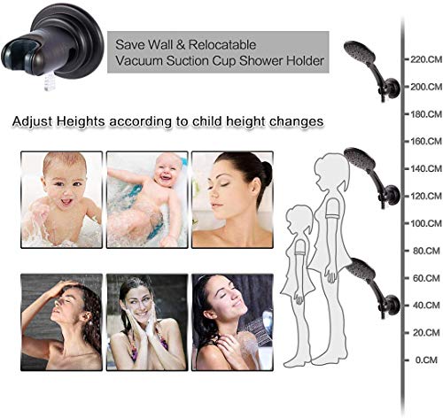 JiePai Suction Cup Shower Head Holder for Handheld Shower-Adjustable,Chrome | 20° adjustable angle,Removable,No-drill wall mount,fits 3/4 handheld,Works on tile glass metal,For bathroom/RV - color: Adjustable Holder-Chrome