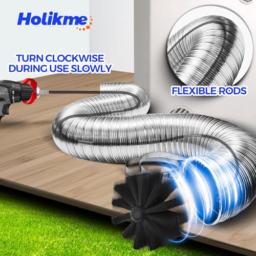 Holikme Dryer Vent Cleaner Kit - 40Ft Flexible Lint Brush for Deep Cleaning - color: Black