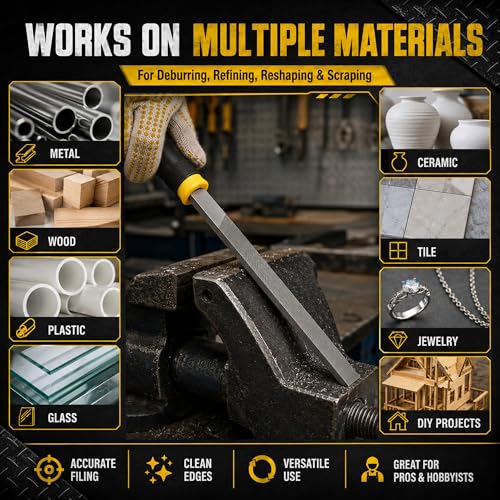 warmtree 28Pcs Metal File Set, Heavy Duty T12 Drop Forged Alloy Steel Files, Includes 4 Large Files, 6 Steel & 6 Diamond Needle File Set, 8 Sandpapers, Brush & Gloves, Metal Files for Wood, DIY