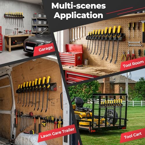 Pry Bar Holde with 10 Slots,Wall Mount Lockable Tool Organizer for Pry Bars or Extension Rods,Pry Bar Tool Storage Rack for Workshop, Shed, Garage,Home - style: Pry Bar Holder