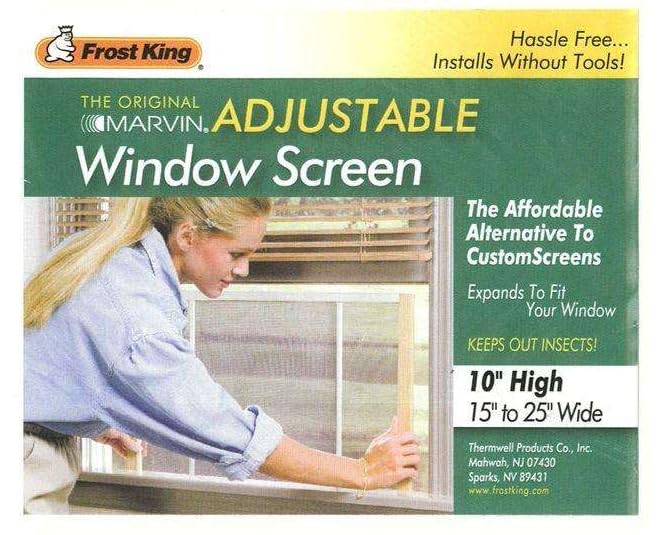 Frost King AWS1025SP WB Marvin Adjustable Window Screen, 10in High x Fits 15-25in Wide - style: 10" High x Fits 15-25" Wide