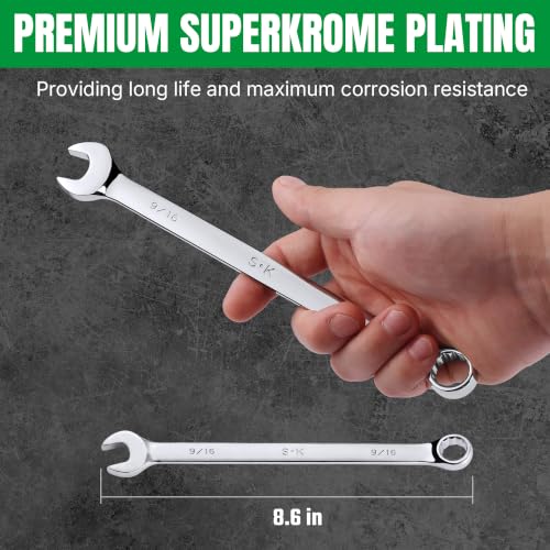 SK 9/16” Combination Wrench, SAE, Premium CR-V Steel - size: 9/16"