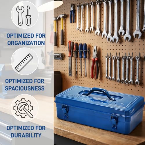 16 Inch Portable Steel Tool Box with Handle, Heavy Duty