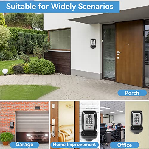 Key Lock Box, Wall Mounted Key Storage Box with 12-Digit Keyboard Combination, Resettable Code, Large Capacity, Waterproof Security Lock Box for Home, Office, Outdoor - style: Generic