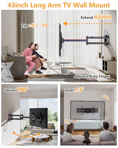 FORGING MOUNT Long Arm TV Wall Mount Heavy Duty TV Mount for 50"-100" TVs - size: Fits 50"-100" TVs
