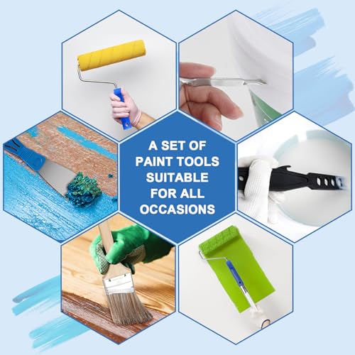 Paint Roller Kit with Extension Pole, 27 Piece Set, 2 to 4 Ft Pole, 4"9" Paint Rollers, Paint Brushes Set for Professional Painting,House Paint Roller for All Latex and Oil Paints & Stains