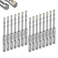 Geinxurn 1/4" x 4" SDS Plus Rotary Hammer Drill Bits, 15PCS Double Thread Masonry Drill Bits Set Carbide Tipped, Drilling in Brick, Stone and Concrete, Cement Walls - size: SDSBIT010404-015