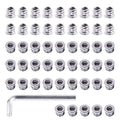Swpeet 50Pcs 1/4"-20 x 10mm White Zinc Plated Carbon Steel Carbon Furniture Screw in Nut Threaded Wood Inserts Threaded Inserts Bolt Fastener Connector Hex Socket (1/4-20 x 10mm) - size: 1/4-20 x 10mm